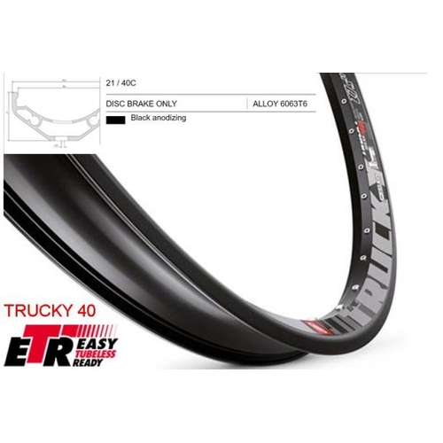 RIM 27.5/650B x 40mm - Mach1 TRUCKY 40 - 36H - (584 x 40) - Presta Valve - Disc Brake - D/W - BLACK - Eyeleted - Tubeless Ready - Made in France - (ER