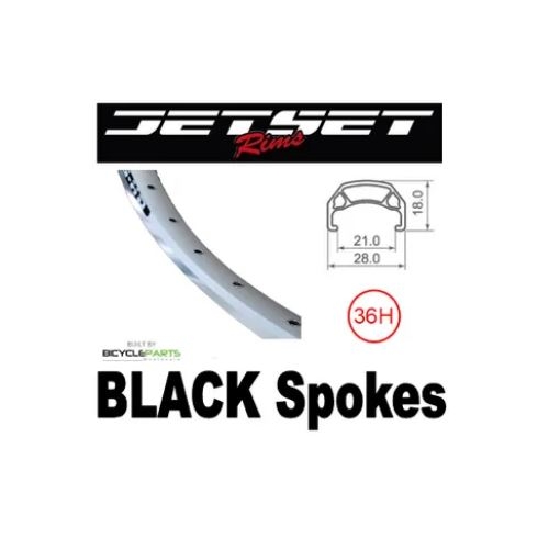 WHEEL - 700C Jetset CH-E213 36H P/j Silver Rim,  FRONT 3/8" Nutted (100mm OLD) Loose Ball Joytech Silver Hub, BLACK Spokes