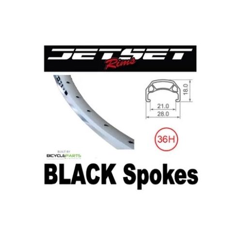 WHEEL - 700C Jetset CH-E213 36H P/j Silver Rim,  8/11 SPEED Q/R (130mm OLD) Sealed Novatec Black Hub, BLACK Spokes