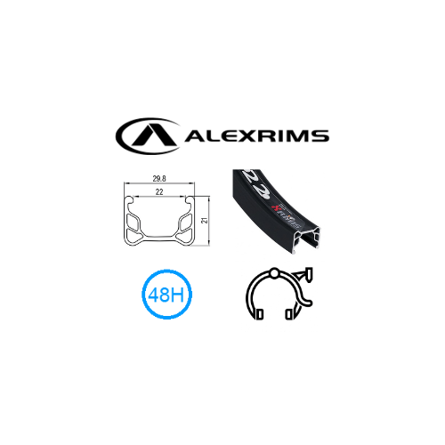 RIM 20" x 22mm - ALEX Y22 - 48H - (406 x 22) - Schrader Valve - Rim Brake - S/W - BLACK -  (388 ERD)