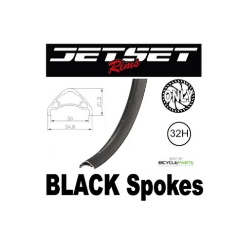 WHEEL - 29er Jetset AM-30 DH+ 32H S/j Black Rim,  8/11 SPEED 12mm T/A (148mm OLD) 6 Bolt Disc Sealed Novatec (HG-XD602SB Type Hub Body) Boost Black Hu