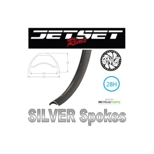 WHEEL - 29er Jetset AM-30 28H S/j Black Rim,  8/11 SPEED 12mm T/A (142mm OLD) 6 Bolt Disc Sealed Novatec Black Hub, SILVER Spokes
