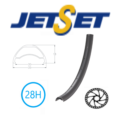 RIM 29er x 30mm - JETSET AM-30 - 28H - (622 x 30) - Presta Valve - Disc Brake - D/W - Tubeless Ready - BLACK - (484g) Quality Jetset rim made in Taiwa