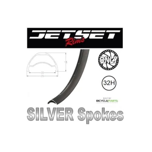 WHEEL - 27.5/650B Jetset AM-30 32H S/j Black Rim,  FRONT Q/R (100mm OLD) 6 Bolt Disc Loose Ball Joytech Black Hub, SILVER Spokes
