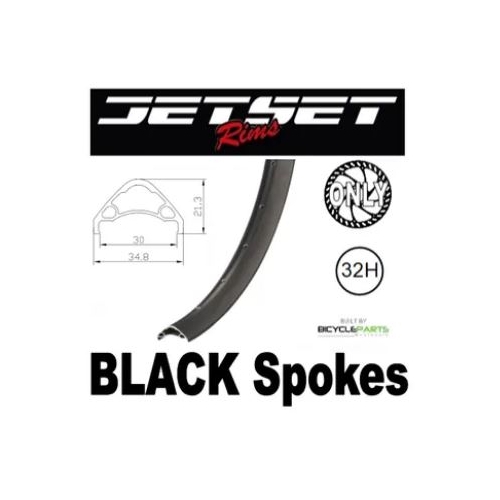 WHEEL - 29er Jetset AE-30 32H S/j Black Rim, , F/v, TRS,  FRONT 15mm T/A (110mm OLD) 6 Bolt Disc Sealed Novatec Boost Black Hub, BLACK Spokes