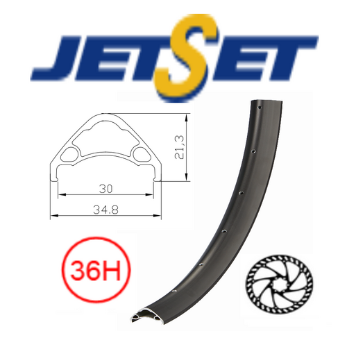 RIM 29er x 30mm - JETSET AE-30 - 36H - (622 x 30) - Presta Valve - Disc Brake - D/W - Tubeless Ready - BLACK - (735g) Quality Jetset rim made in Taiwa
