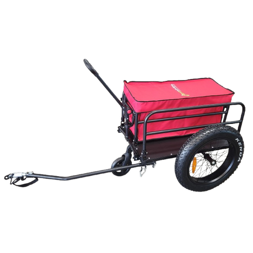 Bicycle Beach Trailer 2 in 1 - can also be used as a push/pull trolley, Steel Frame, 20 x 4" fat wheels, Capacity:60kgs, Loading size: 89*63*41cm