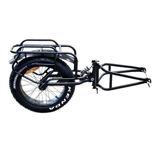 20" x 4" (FAT) Single wheel Cargo Trailer with Suspension & Pannier Racks. Steel Frame.MAXIMUM LOAD: 45kg  MAX SPEED LOADED: 40kph