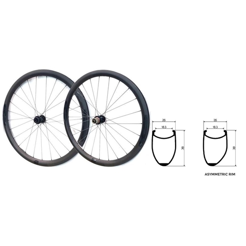 Wheelset CARBON 700c Novatec R3- CENTRE LOCK DISC (38mm Deep Clincher Rim F&R ). (Shim 11 speed Body) R: 142 x 12mm Thru. F: 100 x 12mm Thru