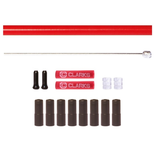 GEAR KIT - Universal INNER & OUTER, qty 2 x 2300mm Stainless Steel cables, RED SP 4mm 2700mm Housing,  w/8 ferrules, 2 donutrs and 2 red end caps