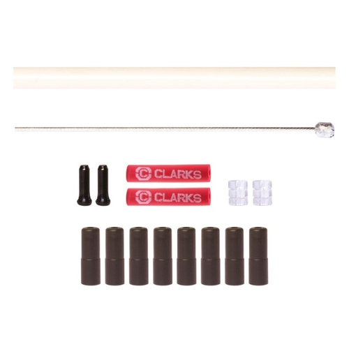 GEAR KIT -  INNER & OUTER, qty 2 x 2300mm Stainless Steel cables, WHITE SP 4mm 2700mm Housing,  w/8 ferrules, 2 donutrs and 2 end caps