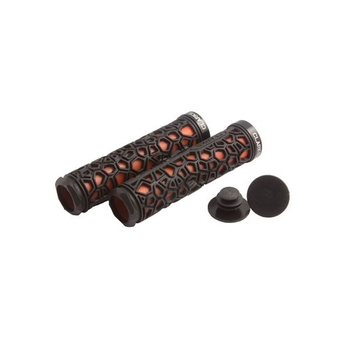 GRIPS,  Clarks, locking ,130mm,  w/alloy locking ring, Black overlay / Red inner