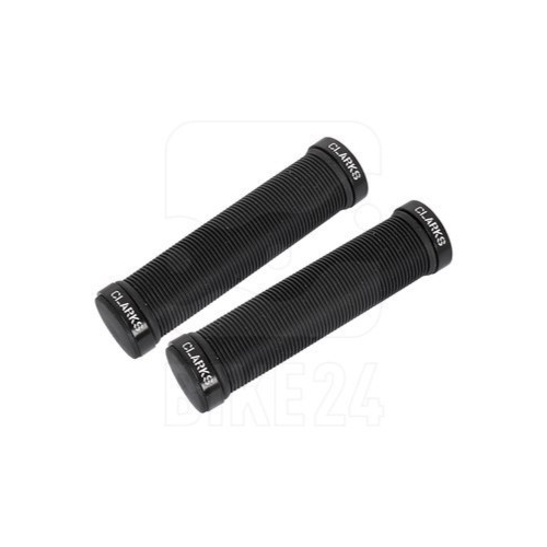GRIPS, Clarks, Dual lock on  ,130mm, With Bar Plugs, Ribbed Look Grip Pattern, All Black