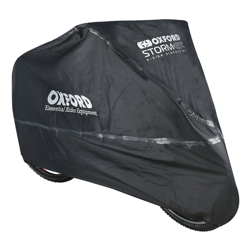 BIKE COVER  -  Oxford "Stormex" Premium Single E-Bike Cover. Tough PVC outer, PET inner lining, Water resistant seam, elasticated bottom 195 x 80 x 11