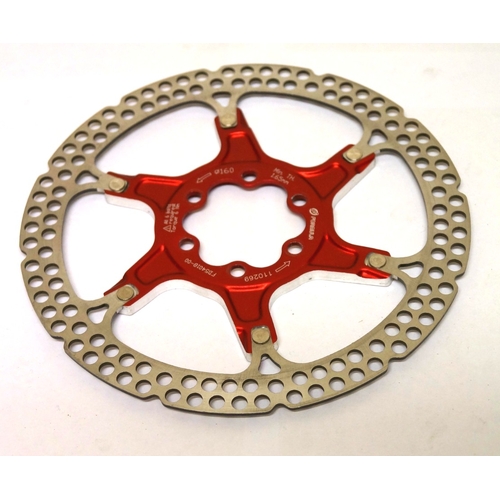DISC ROTOR - FORMULA, Light weight high performance 2 piece floating rotor, ALLOY/STAINLESS STEEL 160mm, RED