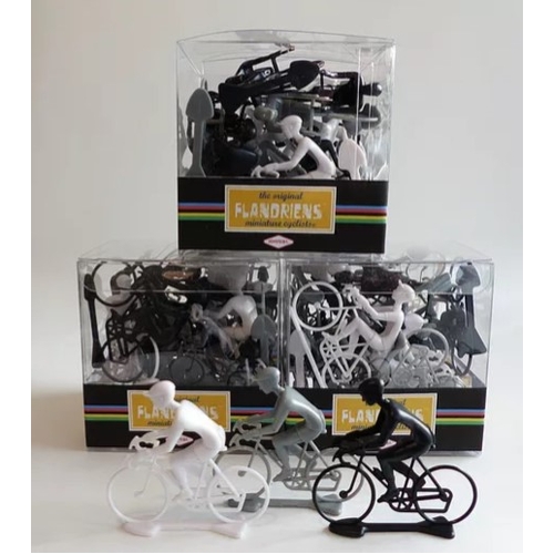 FLANDRIENS Models, Set of qty 20, PVC cyclists Black, White & Grey