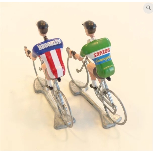 FLANDRIENS Models, 2 x Hand painted Metal Cyclists, Brooklyn & Sanson jerseys
