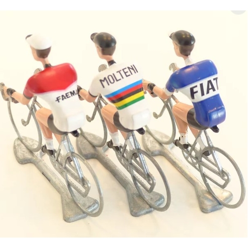 A FLANDRIENS Models, 3 x Hand painted Metal Cyclists,  MERCKX in 3 types jerseys