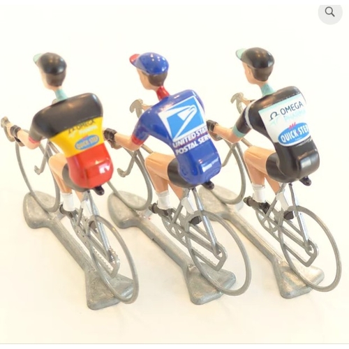 A FLANDRIENS Models, 3x Hand painted Metal Cyclists, Boonen in 3 types jerseys