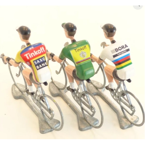 A FLANDRIENS Models, 3 x Hand painted Metal Cyclists, Sagan in 3 types jerseys