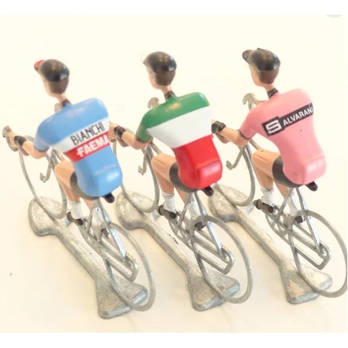 A FLANDRIENS Models, 3 x Hand painted Metal Cyclists, Gimondi in 3 types jerseys