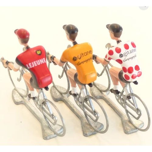 A FLANDRIENS Models, 3 x Hand painted Metal Cyclists, Van Impe in 3 types jerseys