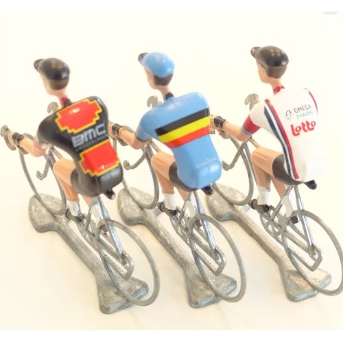 FLANDRIENS Models, 3 x Hand painted Metal Cyclists,  Van Avermaet in 3 types jerseys