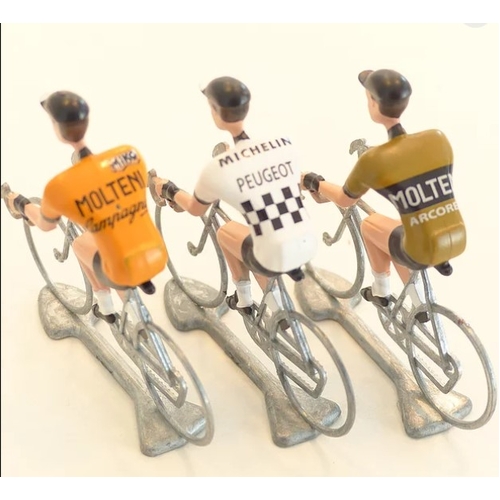 A FLANDRIENS Models, 3 x Hand painted Metal Cyclists, Merckx II in 3 types jerseys