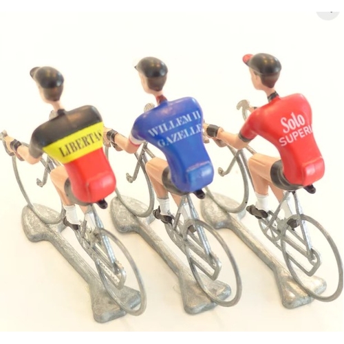 A FLANDRIENS Models, 3 x Hand painted Metal Cyclists, Rik Van Looy in 3 types jerseys