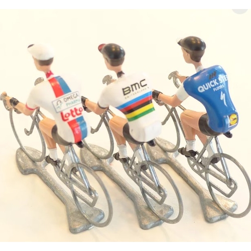 FLANDRIENS Models, 3 x Hand painted Metal Cyclists, Gilbert in 3 types jerseys