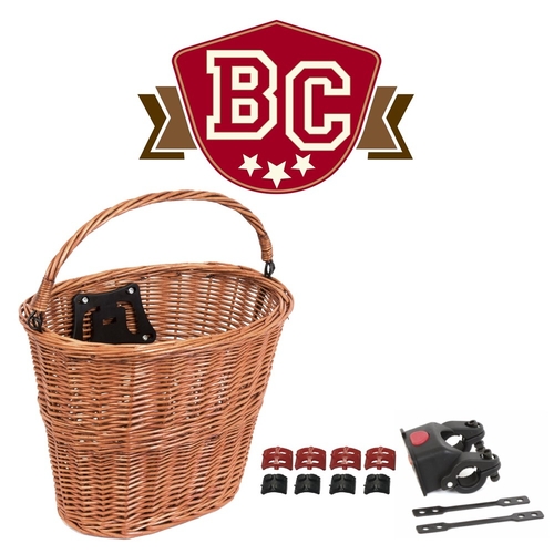 Front Tan Wicker Basket with Quick Release Clamp