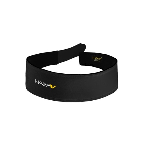 HALO V SWEATBAND  -  Adjustable fit with Velcro closure, "Halo Sweat Seal, channels sweat away" -  BLACK