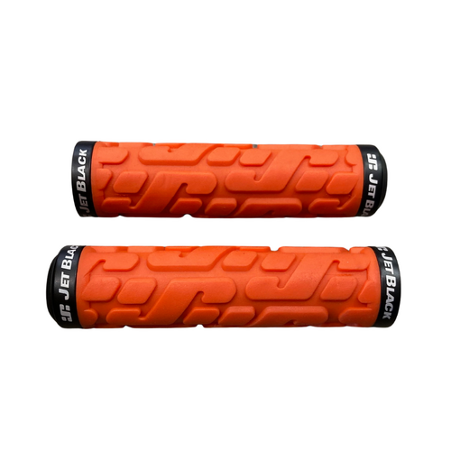 Jet Black Rivet Lock On Grips - Orange