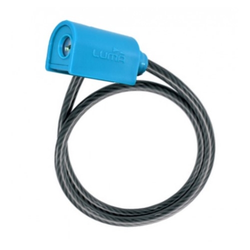 LUMA LOCK  -  Cable Key Lock, Black with Blue Highlights, 8mm x 1850mm, 7318 SPIRAL Lock, LUMA No1 lock brand in Spain