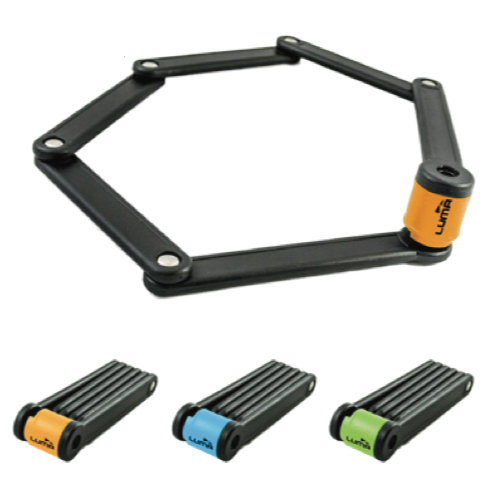 Lock, HIGH SECURITY, KEY, Folding lock with Orange Highlights, 80cm, w/Mounting brkt   LUMA No1 lock brand in Spain