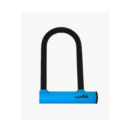 LUMA LOCK, U Shackle Key Lock 208mm high, 12mm bar thickness, 142mm Wide Blue Receiver, LUMA No1 lock brand in Spain