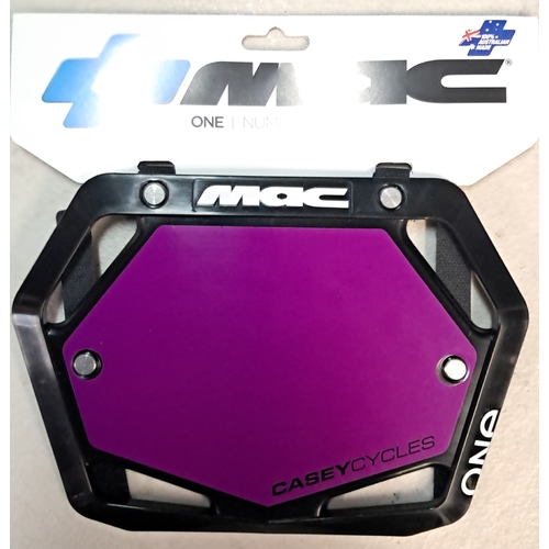 Mac One Race Plate Black w/- Purple Jnr (Casey Cycles)
