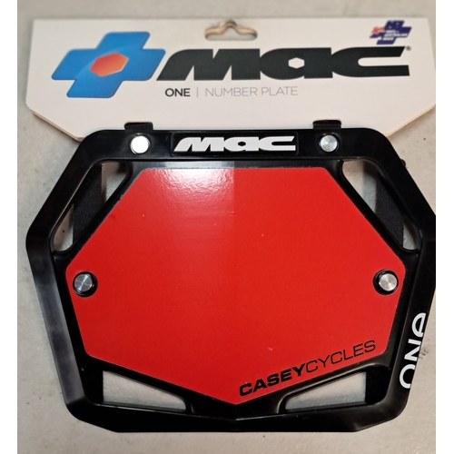 Mac One Race Plate Black w/- Red Jnr (Casey Cycles)