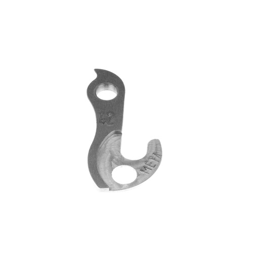 META CNC DERAILLEUR HANGER  - Model 42, Material 6061 T651 Aviation Aluminium, CNC Machined, Silver, MONGOOSE tyax, HARO escape, KINESIS