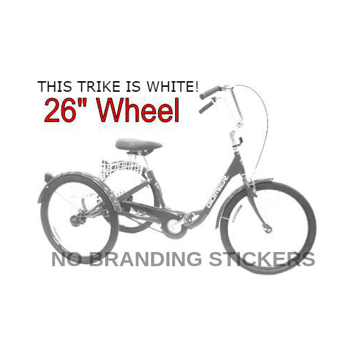 No branding stickers - TRIKE  26" 3 Speed (Coaster) NEXUS, 2500 Series (Designed in Australia)  Clean WHITE