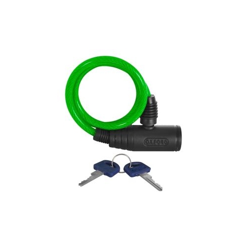 LOCK - Bumper Cable Lock, 600x6mm, 2 keys provided, GREEN   - Oxford Product