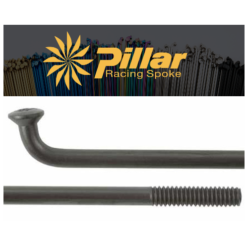Spoke, Pillar, BLACK, 310mm, 12G (2.6mm),  Stainless Steel, incls nipple, J-Bend, SOLD INDIVIDUALLY