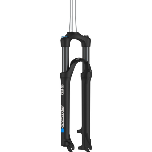 SUSPENSION FORK  27.5, Threadless,  XCR32 -COIL LO. Lock Out. COIL Spring PreLoad. 100mm Travel, 1 1/8 - 1.5 Alloy Tapered Steerer. 9mm Drop-Outs