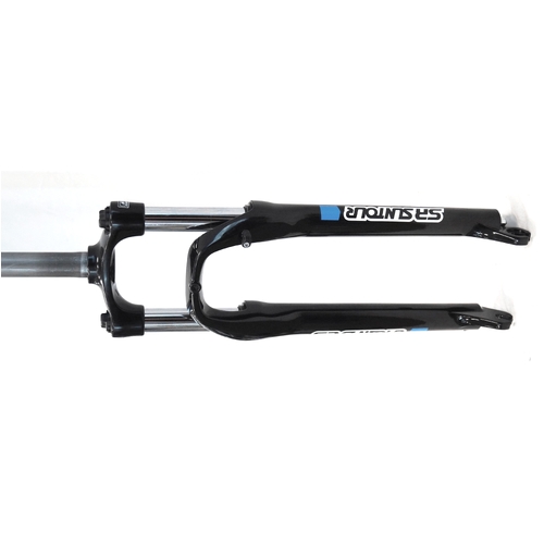 SR Suntour Suspension Fork 26",  XCE, travel 100mm, for axle 9mm, coil spring w/preload adjuster, 28mm Stanchions - 1 1/8" steerer,  DISC,  BLACK