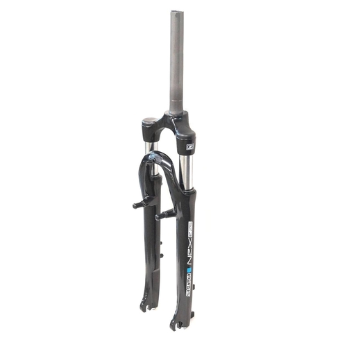 SUSPENSION FORK 700C  travel 75mm, O.L.D.9-100mm, for V Brake & Disc Brake, stem 1-1/8", coil spring w/preload adjuster, BLACK. threadless