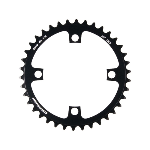CHAINRING - E-BIKE "STRONGLIGHT", 38T, 7075 CNC Black - 104mm BCD, 4 Hole. BOSCH Compatible 1st & 3rd Gen. (NOT narrow wide)