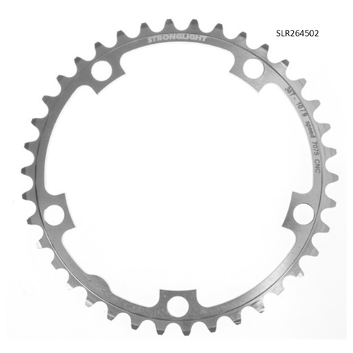CHAINRING - ROAD "STRONGLIGHT", 38T, 7075 CNC Silver - 130mm BCD, 5 Hole for 9/10 Spd