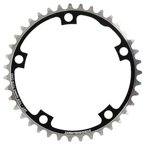 CHAINRING - ROAD "STRONGLIGHT", 39T, 7075 CNC Black - 130mm BCD, 5 Hole for 9/10 Spd