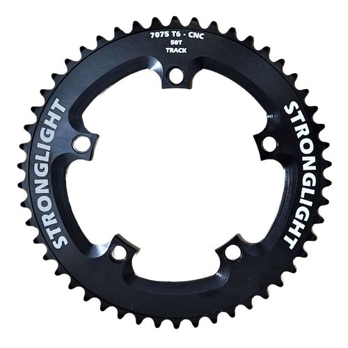 CHAINRING - TRACK "STRONGLIGHT", 50T, 7075 CNC Black - 130mm BCD, 5 Hole for TRACK 1/2" x 1/8" Spd - 264541