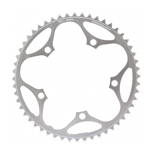 CHAINRING - ROAD "STRONGLIGHT", 50T, 5083 Silver - 110mm BCD, 5 Hole for 9/10 Spd (Does NOT have Pickup Points)